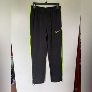 Nike Black and Neon Yellow Athletic Pants, Size S